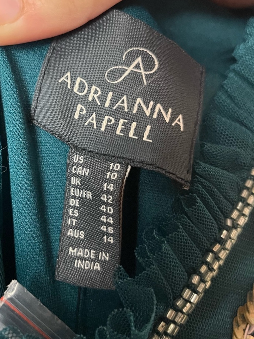 New Adrianna Papell Women's Embellished Ruffled Godet Dress green size 10 - Picture 3 of 10
